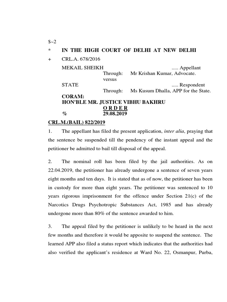 In The High Court of Delhi at New Delhi | PDF | Bail | Crime & Violence