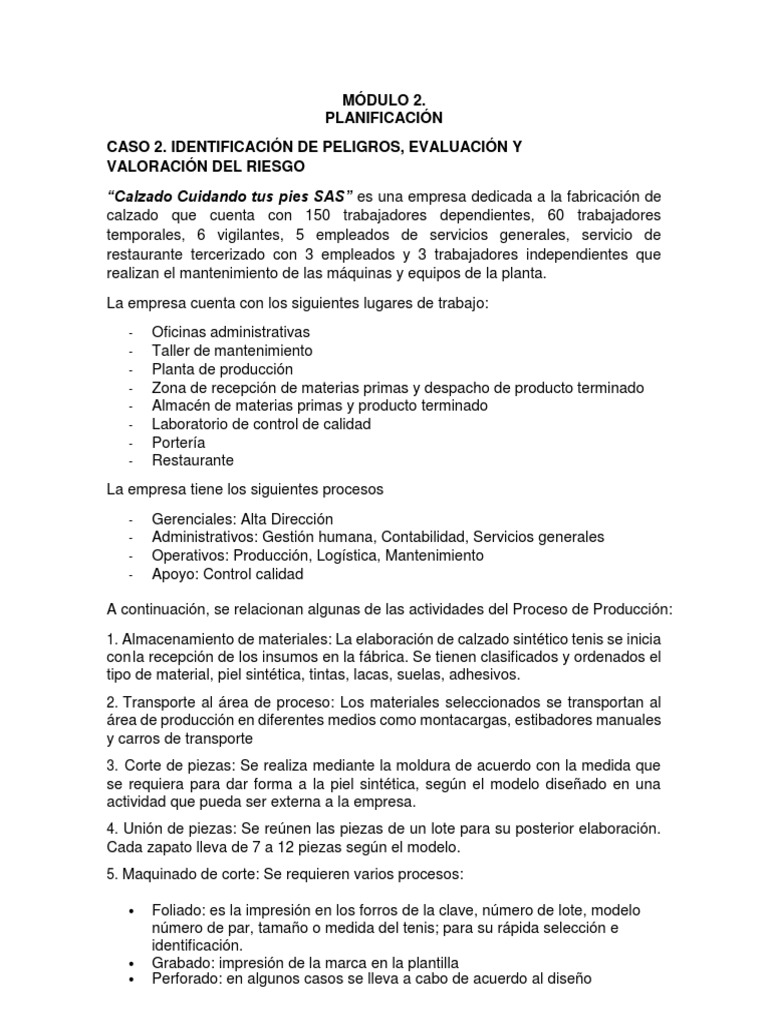 Identificación de Riesgos en Producción de Calzado | PDF | Calzado ...