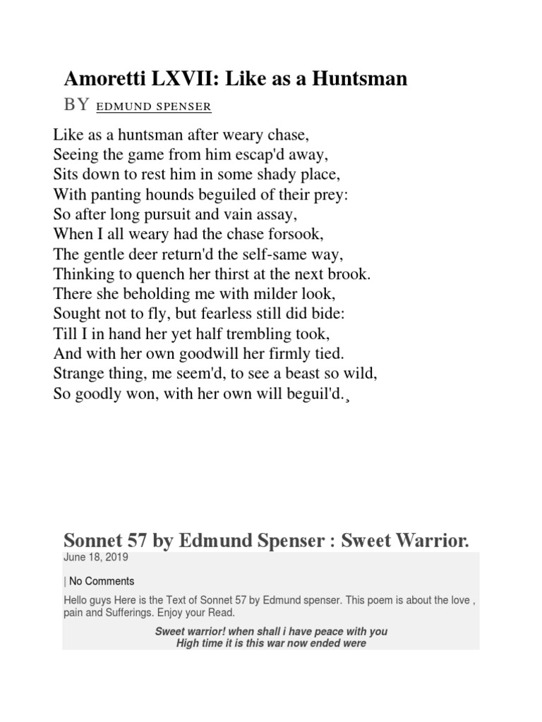 Amoretti LXVII | PDF | Sonnets | Stanzaic Form