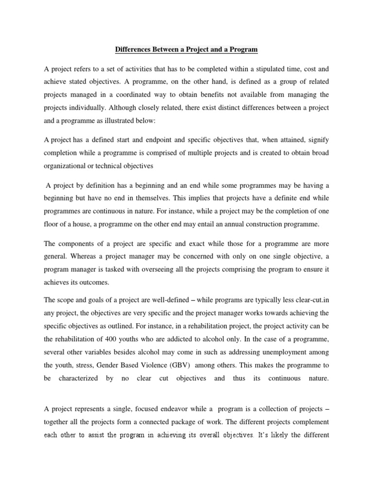 Project vs. Programme Management Explained | PDF | Economies | Business