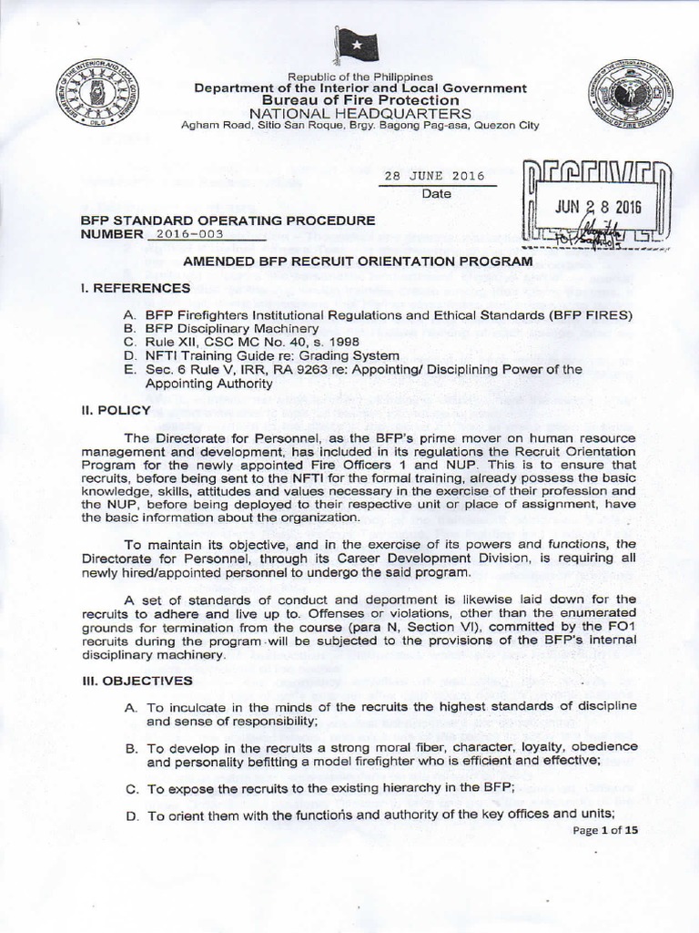 BFP Sop001 | PDF