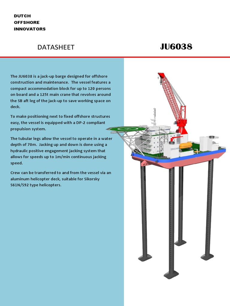 Ds Jack Up Barge Ju6038 Pdf Crane Machine Water Transport