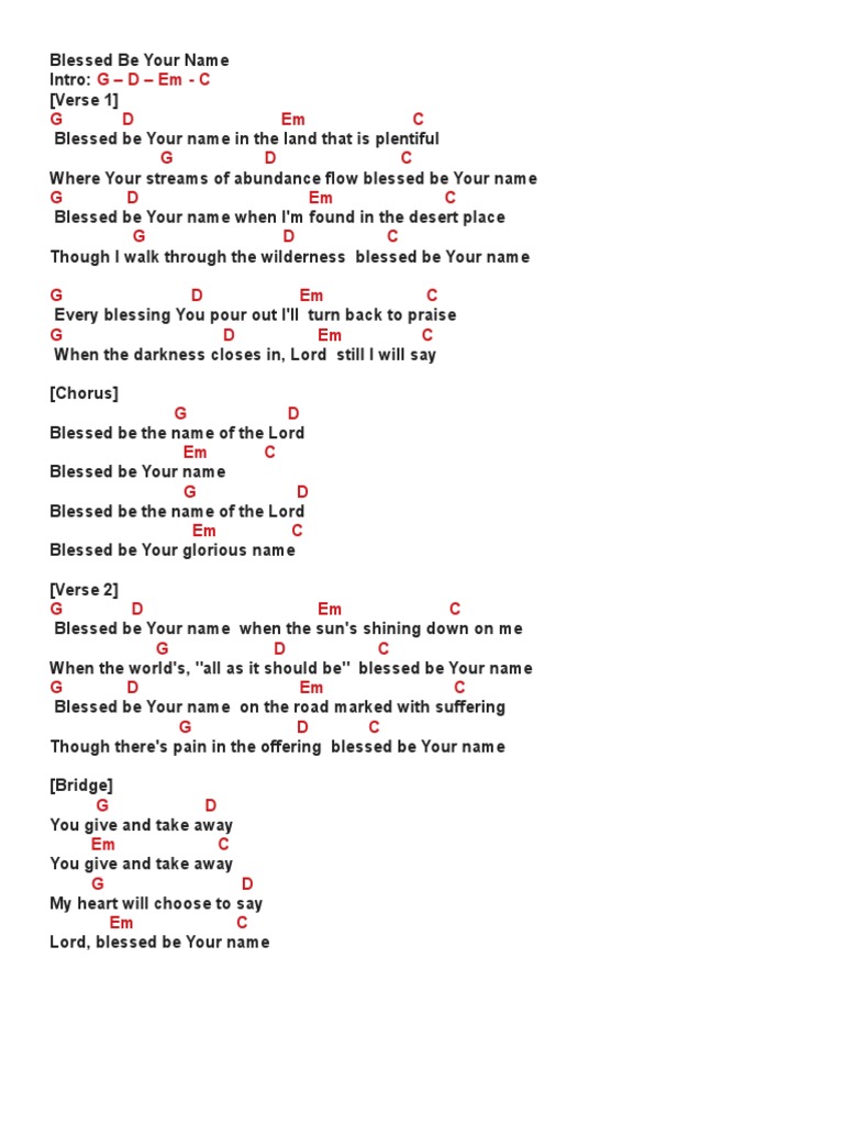 Blessed Be Your Name PDF | PDF