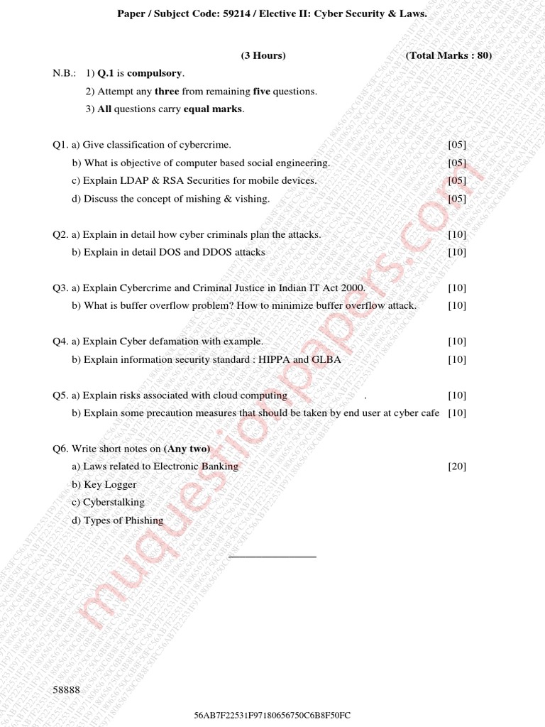Cybercrime and Security Exam Questions | PDF | Computer Law | Computer ...