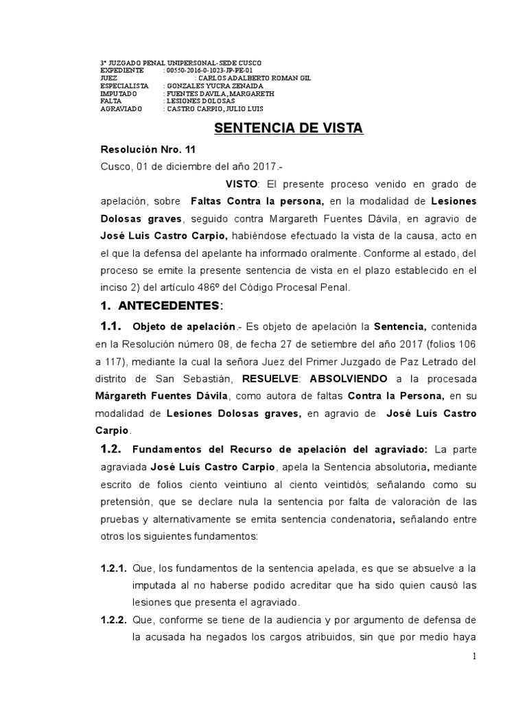 Sentencia de Vista | PDF | Sentencia (ley) | Apelación