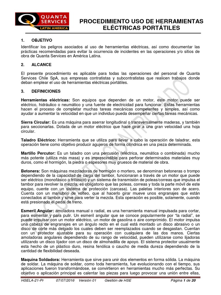 Uso Seguro de Herramientas Eléctricas | PDF | Bienes manufacturados ...