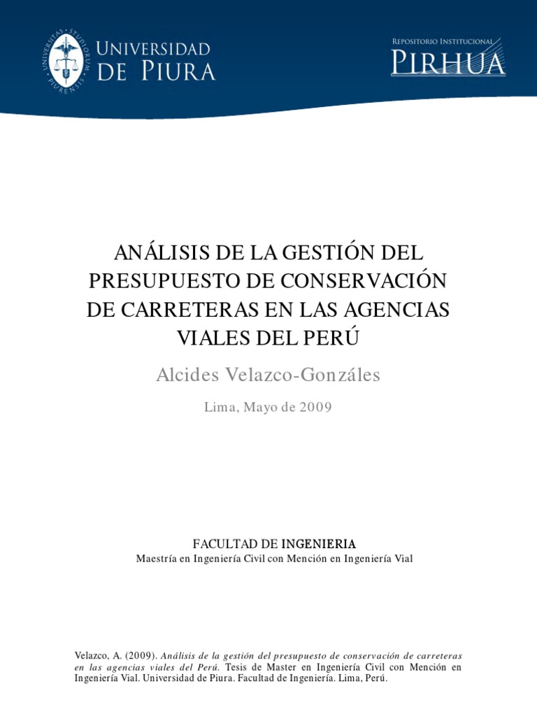 Gestión del Presupuesto Vial en Perú | PDF | Presupuesto | Transporte