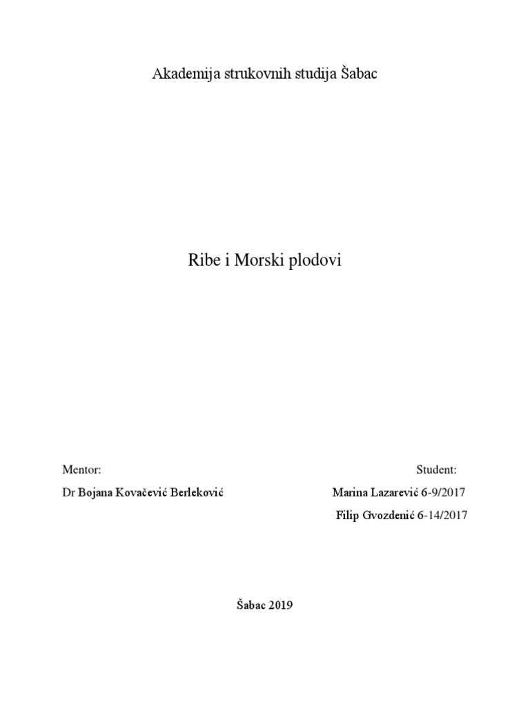 GOM Ribe I Morski Plodovi | PDF