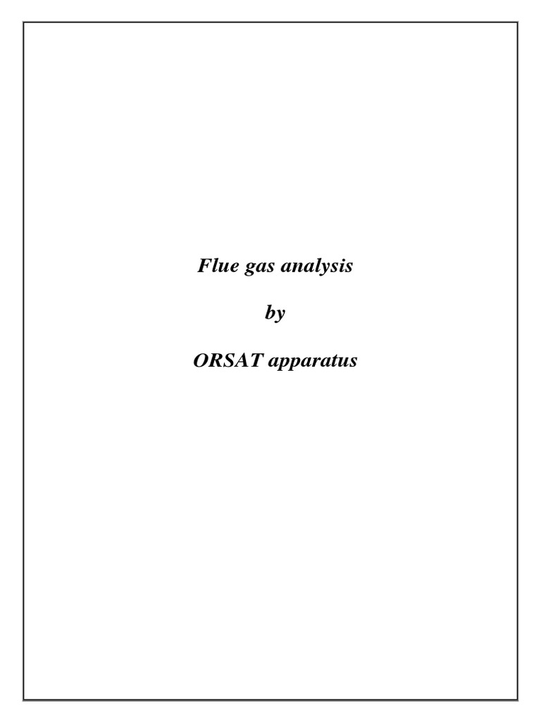 Flue Gas Analysis by ORSAT Apparatus PDF Ammonia Chemical Substances