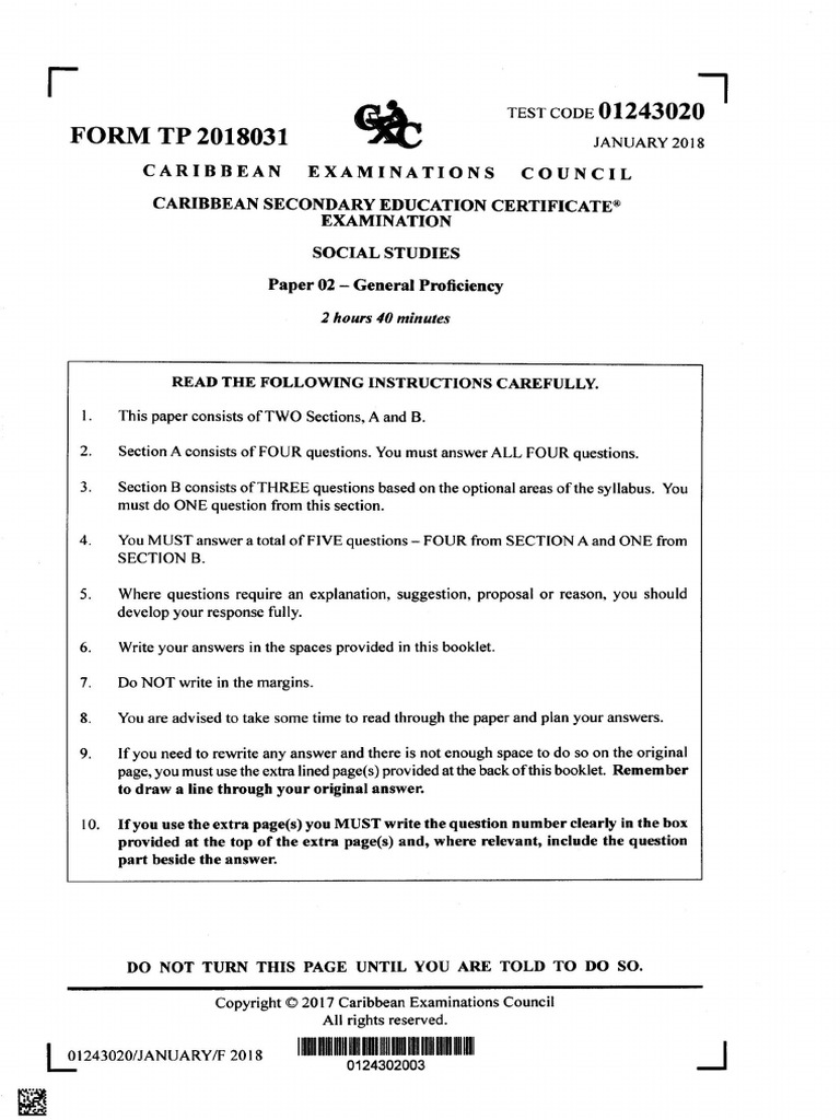 Csec social studies past paper 2 pdf