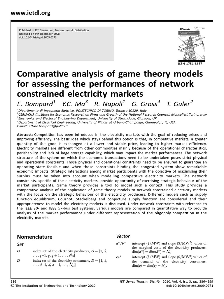Comparative Analysis of Game Theory Models For Assessing The ...