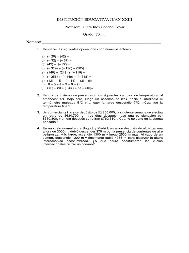 Taller 7 Enteros | PDF