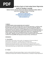 An Accurate Prediction of Price of Stock Using Linear Regression Model of Machine Learning