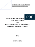 Manual de Organización Y Funciones (Mof) DEL Centro de Educación Básica Especial "9 de Octubre"