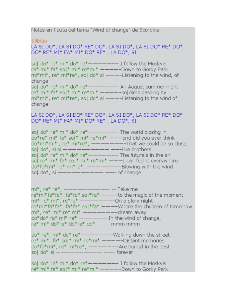 Notas en Flauta Del Tema PDF Spanish Language Music