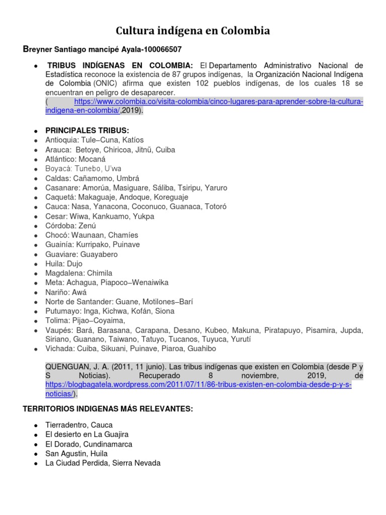 Grupos Indígenas de Colombia y su Cultura | PDF | Andes | Gente indígena