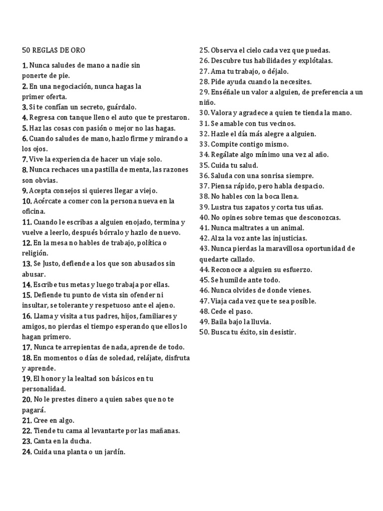 50 Reglas de Oro para la Vida | PDF | Violencia