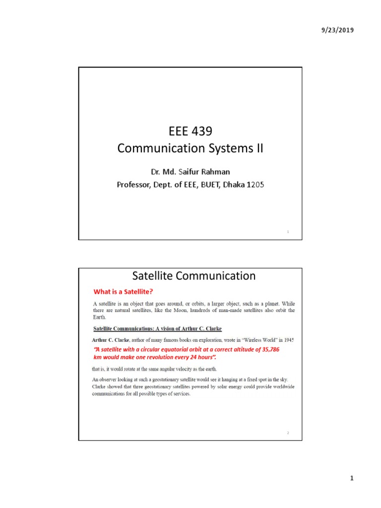 EEE 439 Communication Systems II | PDF | Satellite | Communications ...