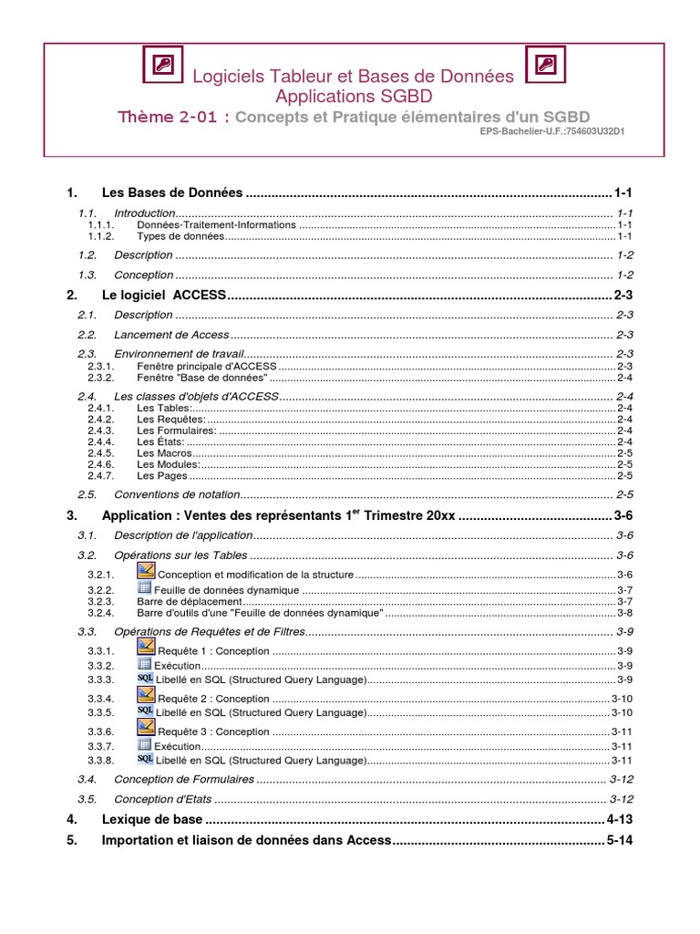 SGBD Microsoft Access : Concepts et Pratique | PDF | Microsoft Access | SQL