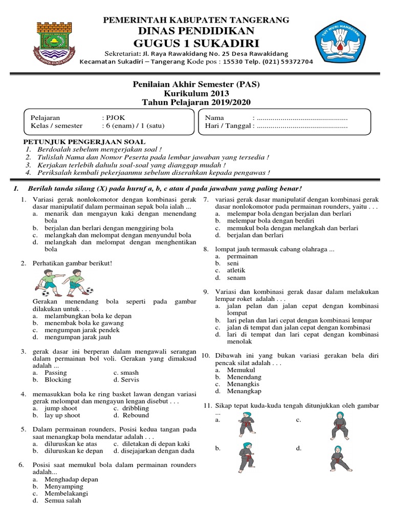 Soal Pas Ganjil Pjok Kls 6 2019