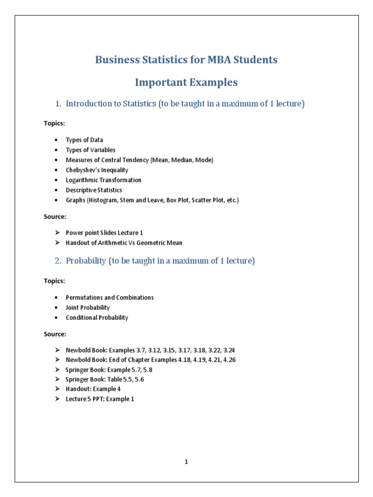 Business Statistics for MBA Students | PDF | Errors And Residuals ...