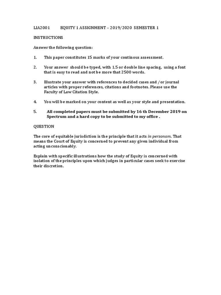 Equity Jurisdiction Assignment Guide | PDF