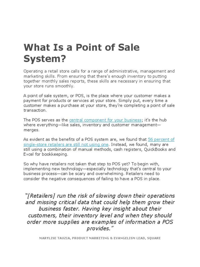 What Is A Point of Sale System | PDF | Point Of Sale | Retail