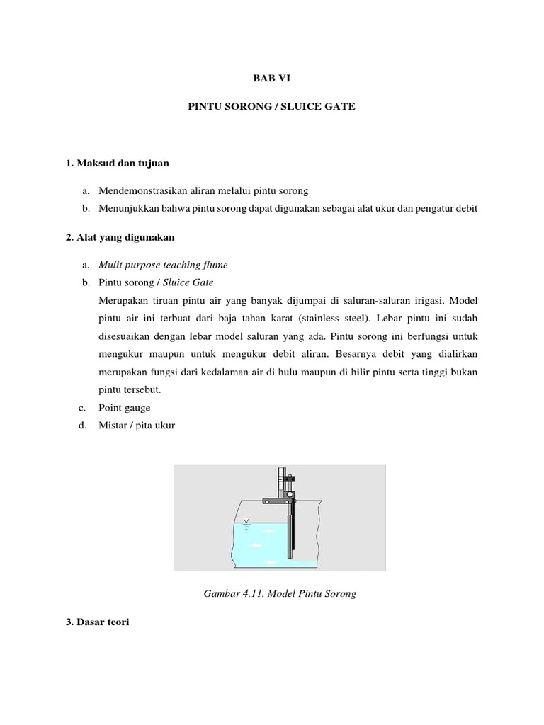 Praktikum 8 Pintu Sorong Atau Sluice Gate | PDF