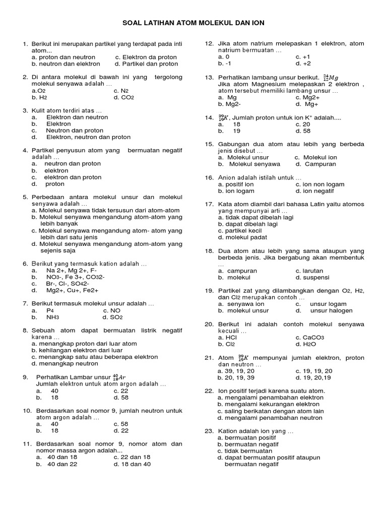 Kumpulan Soal Kimia Kelas 9