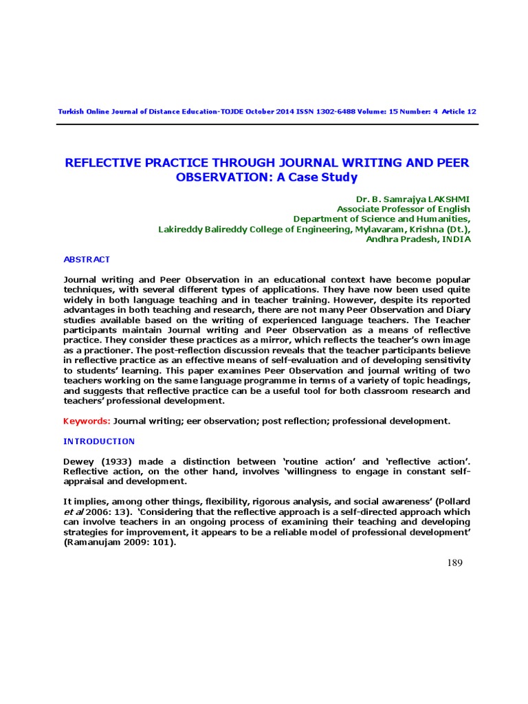 Reflective Practice Through Journal Writing and Pe | PDF | Reflective ...