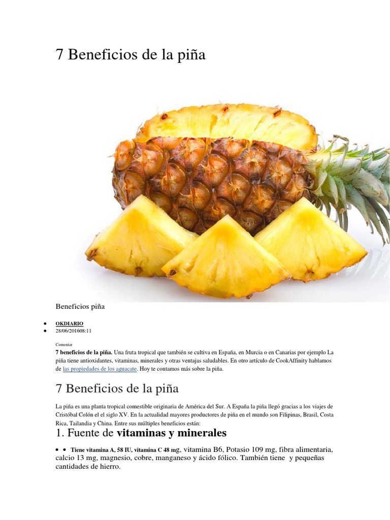 7 Beneficios Esenciales de la Piña | PDF | Piña | Magnesio