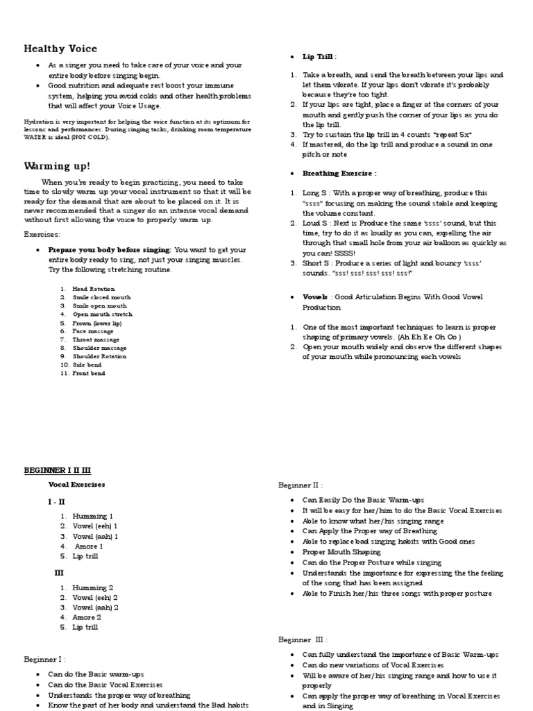 Voice Syllabus | PDF | Singing | Human Voice