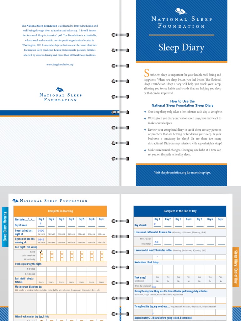 Sleep Diary How To Use The National Sleep Foundation Sleep Diary PDF