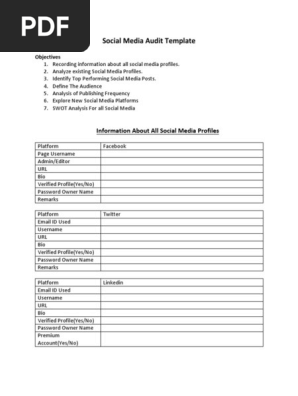 Social Media Audit Template