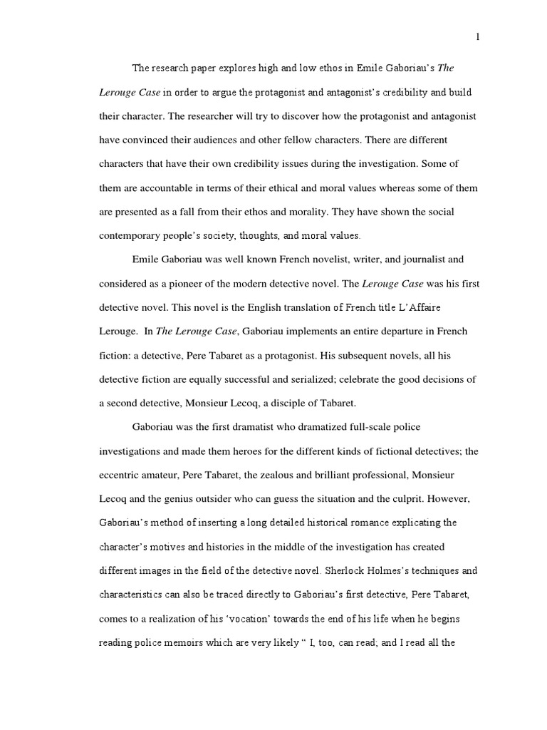Ethos and Rhetoric in The Lerouge Case | PDF | Rhetoric | Detective Fiction