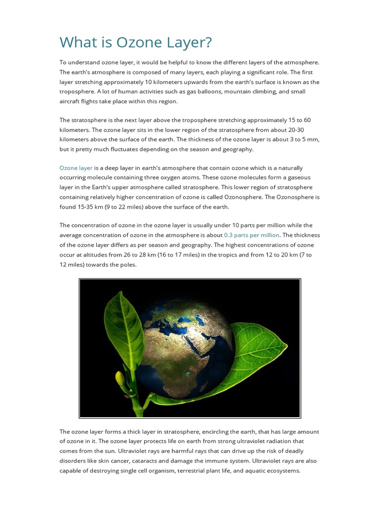 Ozone Layer and Causes, Effects and Solutions To Ozone Depletion | PDF ...