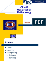 CE 403 Construction Methodology: Cranes
