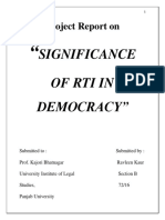 Significance of Rti in Democracy": Project Report On