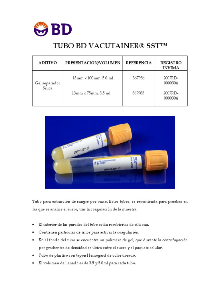 BD Vacutainer PDF Materiales Química