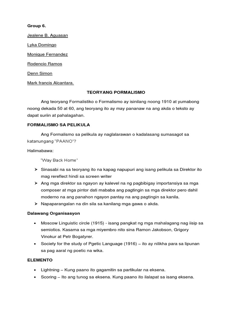 Teoryang Pormalismo Pdf