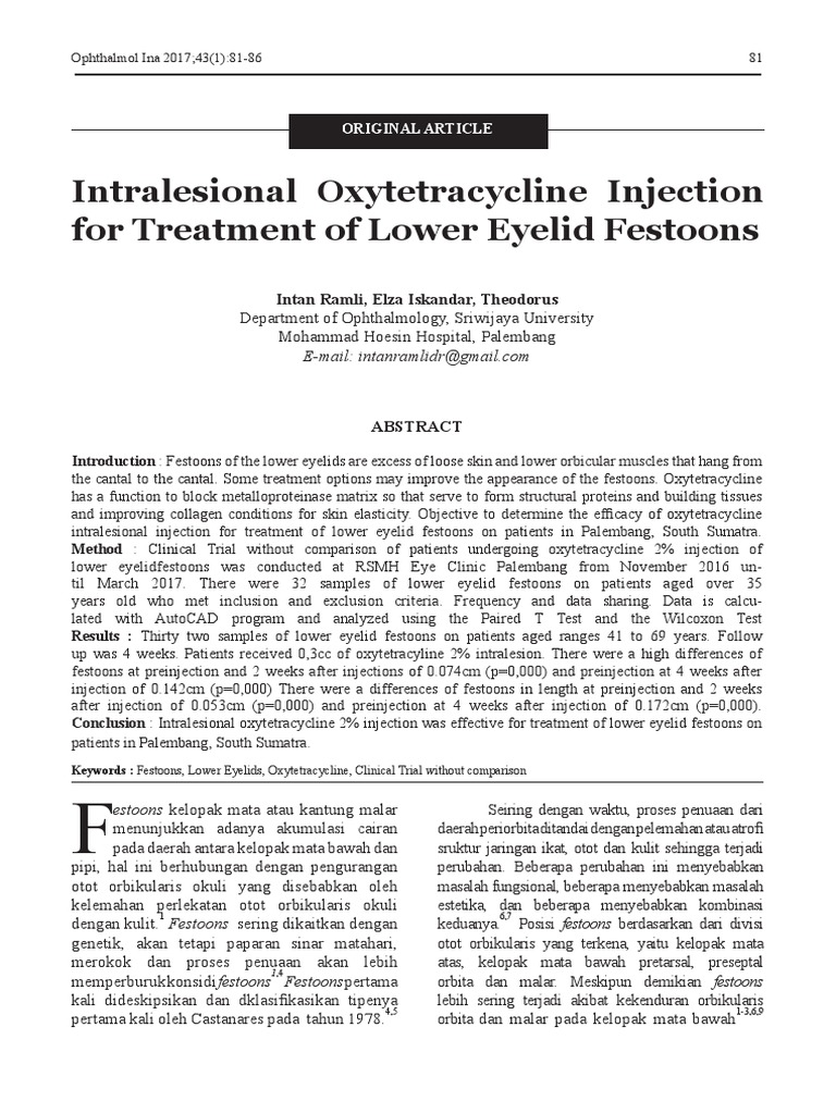 Intralesional Oxytetracycline Injection For Treatment of Lower Eyelid