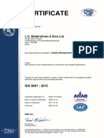 Certificate: L.G. Balakrishnan & Bros LTD