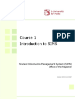 Course 1 Introduction To SIMS: Student Information Management System (SIMS) Office of The Registrar