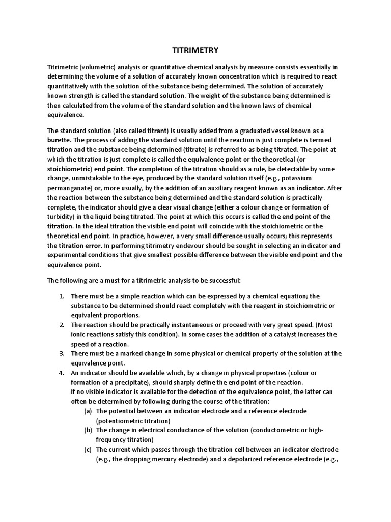 An InDepth Explanation of Titrimetric Analysis and the Key Concepts