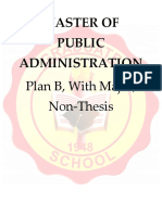 MPA Plan B Non-Thesis Major Specializations