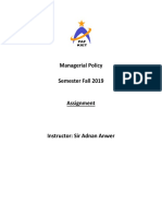 Managerial Policy Semester Fall 2019