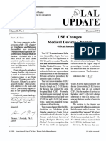 Pfylal Update®: Usp Changes Medical Devices Chapter