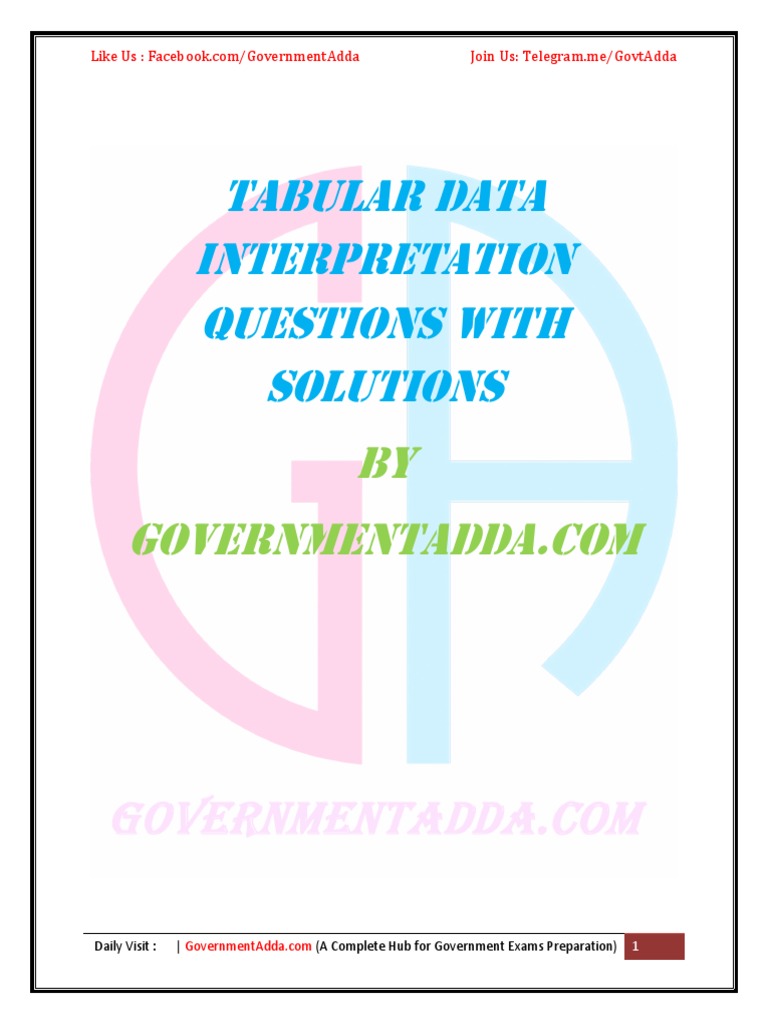 Tabular Data Interpretation Questions With Solutions: Join Us: Telegram ...