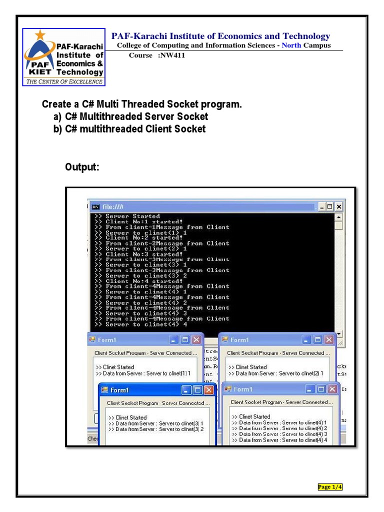 Create A C# Multi Threaded Socket Program. A) C# Multithreaded Server ...