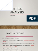 Critical Analysis: "Critique"